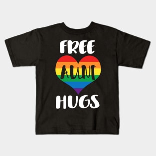 Free Aunt Hugs - White Text Kids T-Shirt